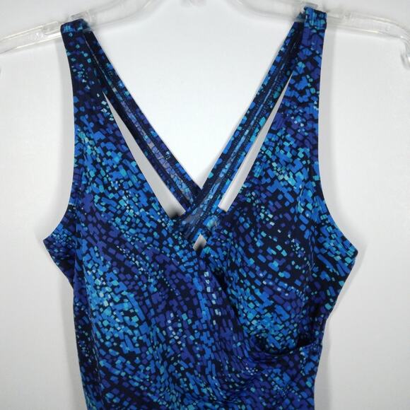 Speedo Strappy Open Back One Piece Swimsuit Blue size 12 - Picture 3 of 9